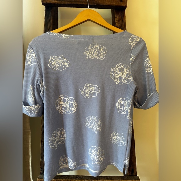 Karen Scott, Striped Crew Neck Top, Petite Small - Picture 2 of 3